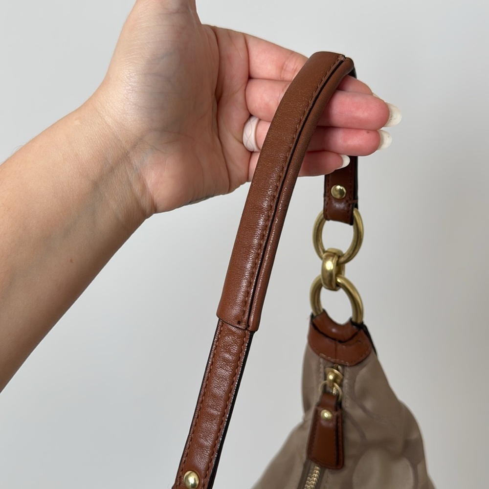 COACH Beige Signature Canvas and Leather Kristin Hobo Purse - Picture 13 of 13
